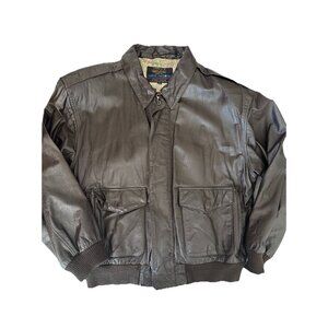Vintage Men's Leather Type A-2 Flight Jacket American Born‎ Bomber XL Brown